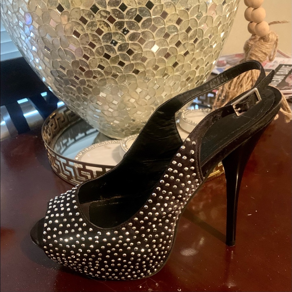 Boutique rhinestone studded sling back platform 8